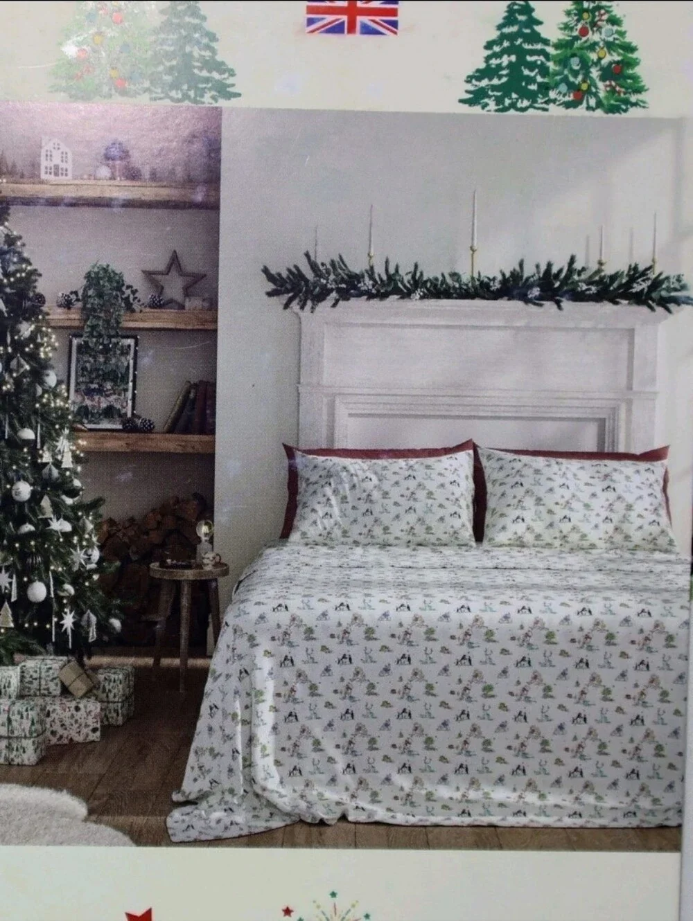 Cath Kidston London Full Size Sheet Set, Christmas Animals Cream, 100% Cotton